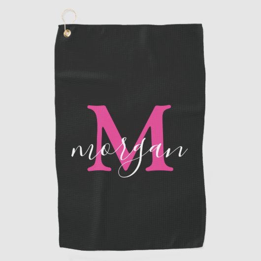 Monogrammed Golf Gifts Golfer Elegant Player Pink ゴルフタオル (正面)