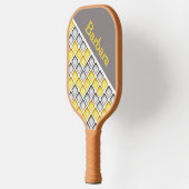 Monogrammed Gray And Yellow Pickleball Paddle ピックルボールラケット (左)