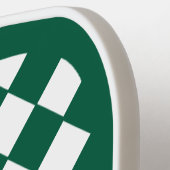 Monogrammed Green & White Patterned ピックルボールラケット (左詳細)
