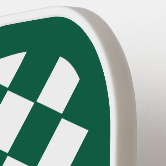 Monogrammed Green & White Patterned ピックルボールラケット (左詳細)