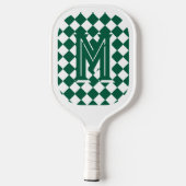 Monogrammed Green & White Patterned ピックルボールラケット (裏面)
