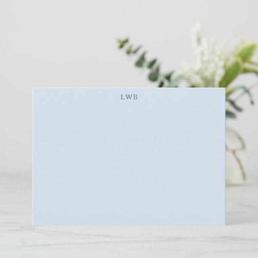 Monogrammed Initials Light Blue Modern Stationery ノートカード (スタンド正面)