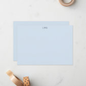 Monogrammed Initials Light Blue Modern Stationery ノートカード (正面/裏面インサイチュ)