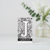 Monogrammed J Floral Black and White Company Logo  名刺 (スタンド正面)