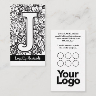 Monogrammed J Floral Black and White Company Logo  名刺