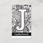 Monogrammed J Floral Black and White Company Logo  名刺 (正面)