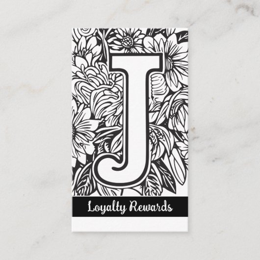 Monogrammed J Floral Black and White Company Logo  名刺 (正面)