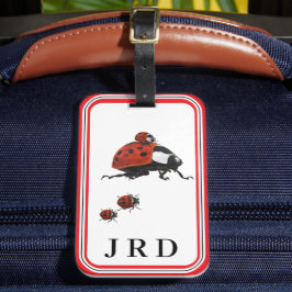Monogrammed Ladybug Themed Luggage Tag ラゲッジタグ