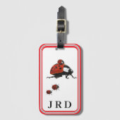 Monogrammed Ladybug Themed Luggage Tag ラゲッジタグ (正面縦)