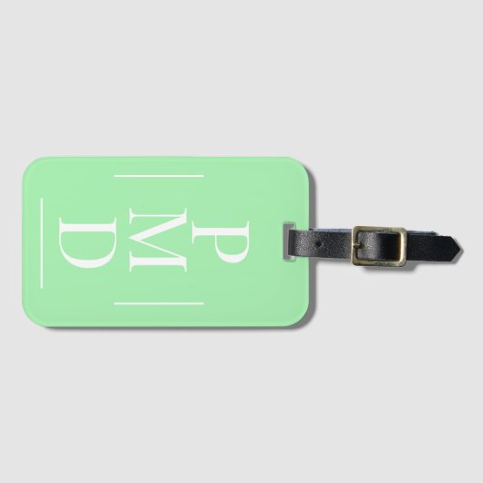 Monogrammed Light Green Luggage Tag ラゲッジタグ (正面横)