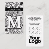 Monogrammed M Floral Black and White Company Logo  名刺 (正面/裏面)