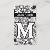 Monogrammed M Floral Black and White Company Logo  名刺 (正面)