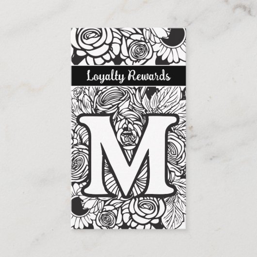 Monogrammed M Floral Black and White Company Logo  名刺 (正面)