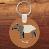 Monogrammed Malayan Tapir Animal Illustration キーホルダー (正面)