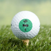 Monogrammed Modern Hand-Drawn Golf Clubs Green ゴルフボール (インサイチュ 木)