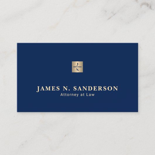 Monogrammed name elegant luxury navy gold lawyer 名刺 (正面)