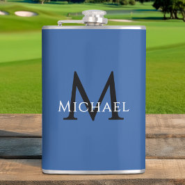 Monogrammed Name Initial Black Blue Custom フラスク
