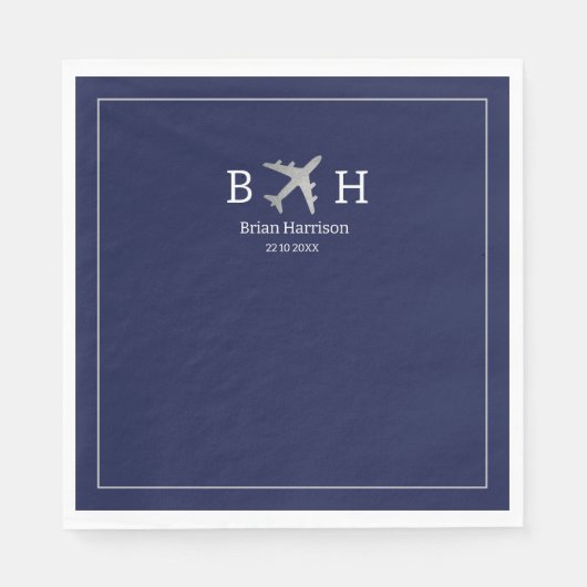 Monogrammed Napkins for a Pilot スタンダードランチョンナプキン (正面)