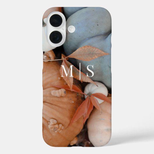 Monogrammed Orange And Blue Fall Pumpkins Case-Mate iPhoneケース (裏面)