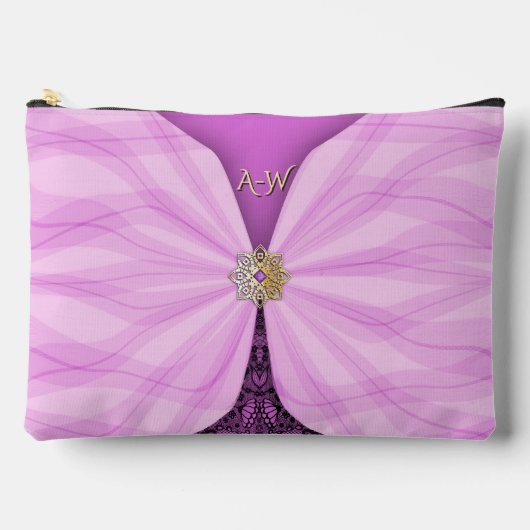 Monogrammed Orchid Pink Jewel Textile Illusion   アクセサリーポーチ (正面)