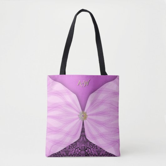 Monogrammed Orchid Pink Jewel Textile Illusion Tot トートバッグ (正面)
