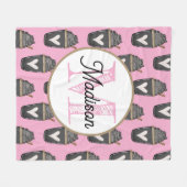 Monogrammed personalize fleece blanket coffee フリースブランケット (正面(横))