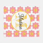Monogrammed personalize flower fleece blanket フリースブランケット (正面(横))