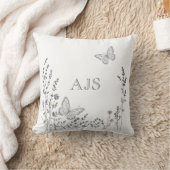 Monogrammed Pillow – Elegant Botanical Butterflies クッション (ブランケット)