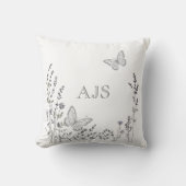 Monogrammed Pillow – Elegant Botanical Butterflies クッション (正面)