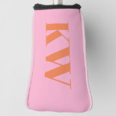 Monogrammed Pink and Orange Bold Initials Custom  ゴルフヘッドカバー (回転90)
