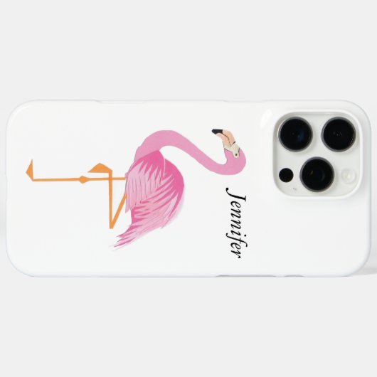 Monogrammed pink flamingo cell case cover Case-Mate iPhoneケース (裏面 (横))