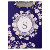 Monogrammed Pink Flowers and Lace Floral クリップボード (正面)