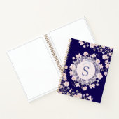 Monogrammed Pink Flowers and Lace Floral ノートブック (内部)