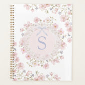 Monogrammed Pink Flowers and Lace Floral プランナー手帳 (正面)