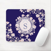 Monogrammed Pink Flowers and Lace Floral マウスパッド (マウス)