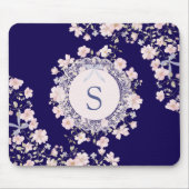 Monogrammed Pink Flowers and Lace Floral マウスパッド (正面)