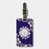 Monogrammed Pink Flowers and Lace Floral ラゲッジタグ (正面縦)