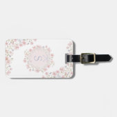Monogrammed Pink Flowers and Lace Floral ラゲッジタグ (正面横)