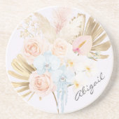 Monogrammed Pretty Tropical Flower Bouquet Floral コースター (正面)
