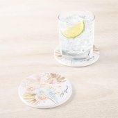 Monogrammed Pretty Tropical Flower Bouquet Floral コースター (側面)