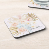 Monogrammed Pretty Tropical Flower Bouquet Floral コースター (左側)
