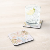 Monogrammed Pretty Tropical Flower Bouquet Floral コースター (右側)