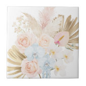 Monogrammed Pretty Tropical Flower Bouquet Floral タイル (正面)