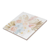 Monogrammed Pretty Tropical Flower Bouquet Floral タイル (側面)