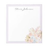 Monogrammed Pretty Tropical Flower Bouquet Floral ノートパッド (正面)