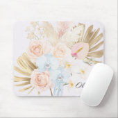 Monogrammed Pretty Tropical Flower Bouquet Floral マウスパッド (マウス)