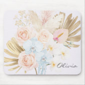 Monogrammed Pretty Tropical Flower Bouquet Floral マウスパッド (正面)