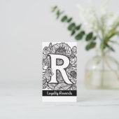 Monogrammed R Floral Black and White Company Logo  名刺 (スタンド正面)