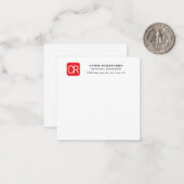 Monogrammed Red White Professional Plain ノートカード (正面/裏面インサイチュ)