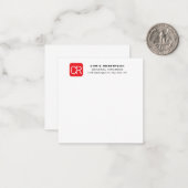 Monogrammed Red White Professional Plain ノートカード (正面/裏面インサイチュ)